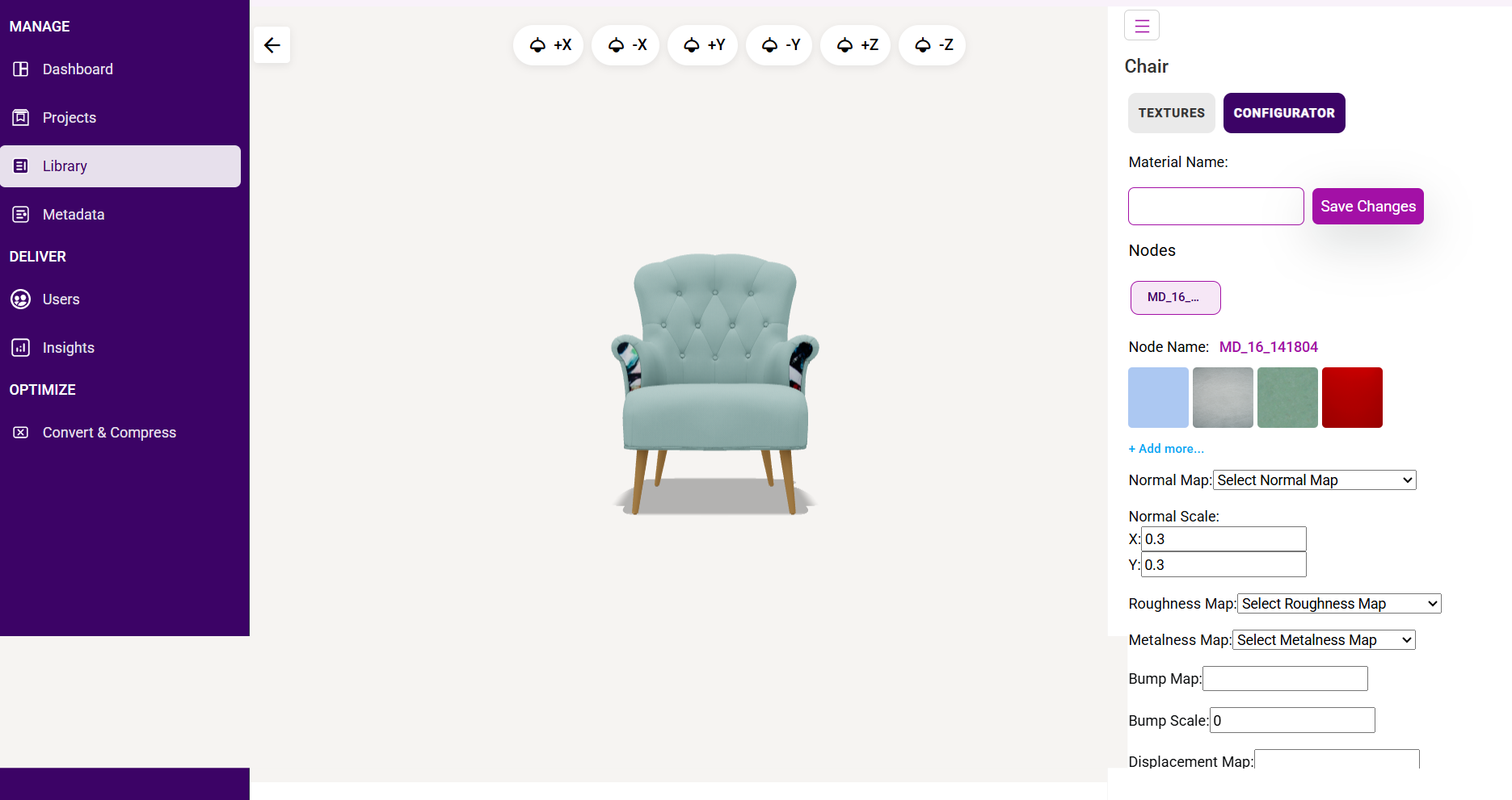 Threedify 3D product viewer interface